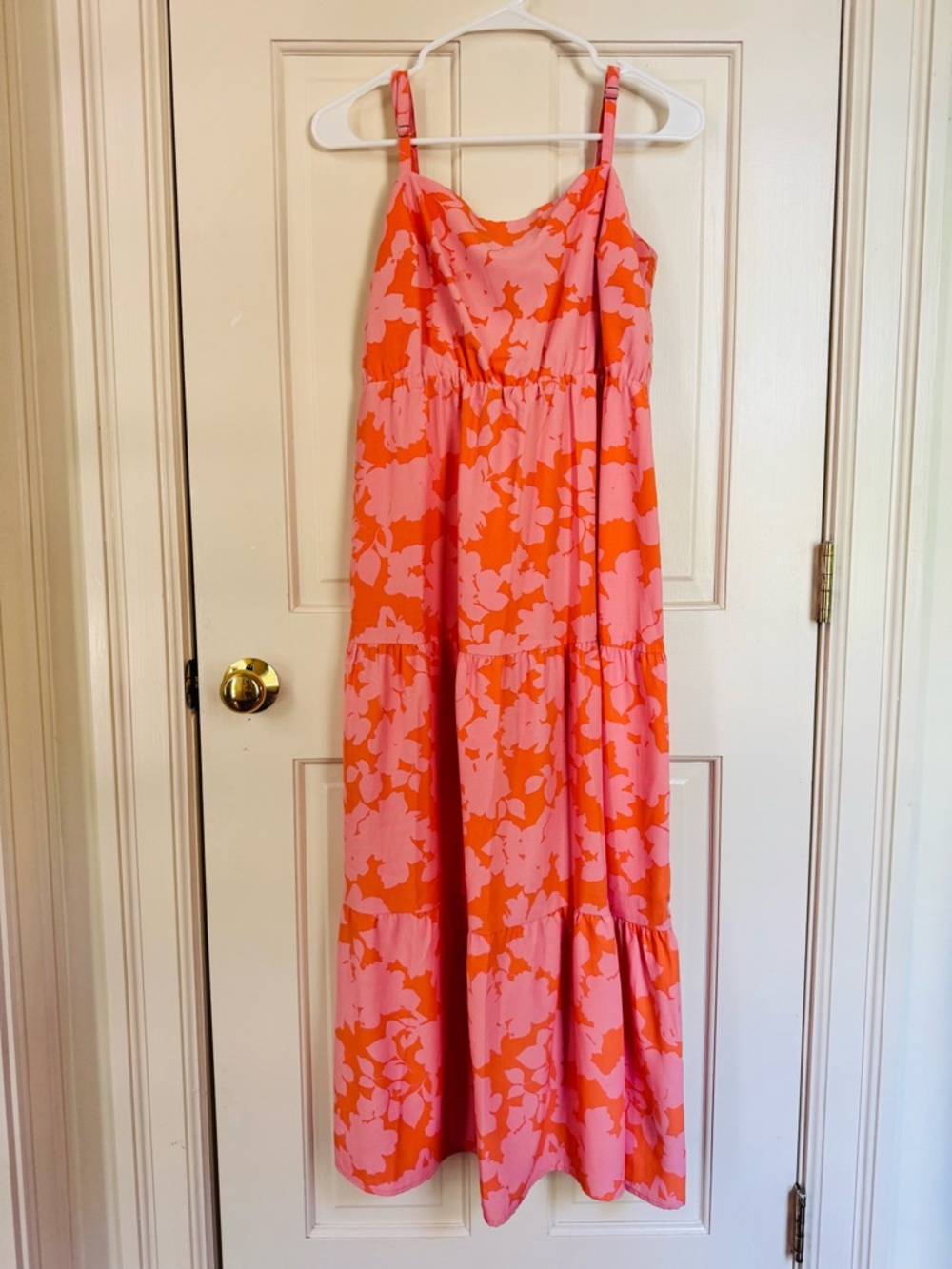 Social Standard Sanctuary Orange Pink Tiered Maxi Dress M Sustainable